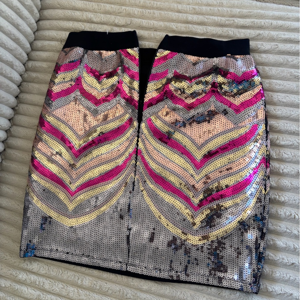 Bebe Multicolor Sequin Mini Skirt